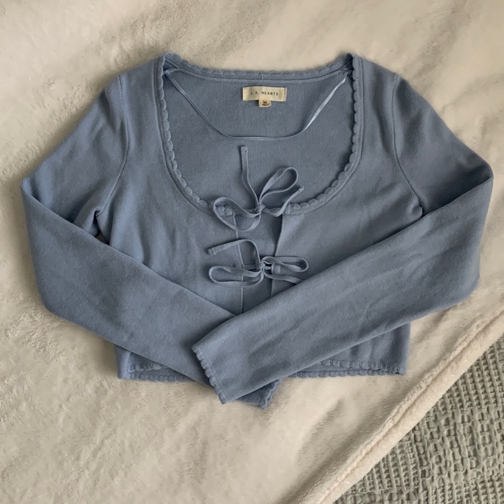 New Pacsun LA Hearts Blue Love Letter Cardigan